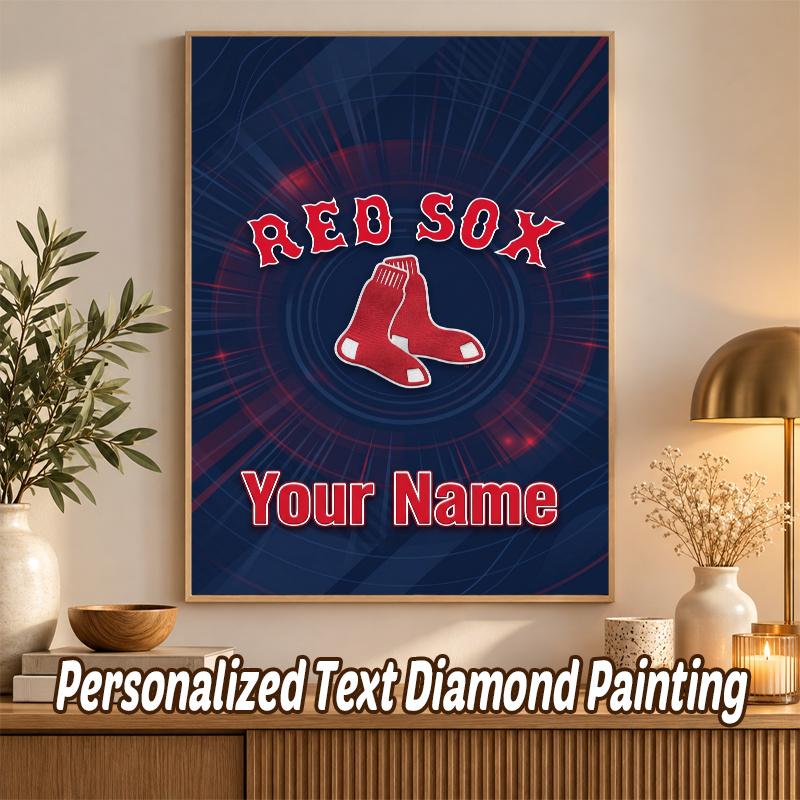 Boston Red Sox Custom Name Text 5D Diamond Painting Kit DIY Full Drill Diamond Art Decoration