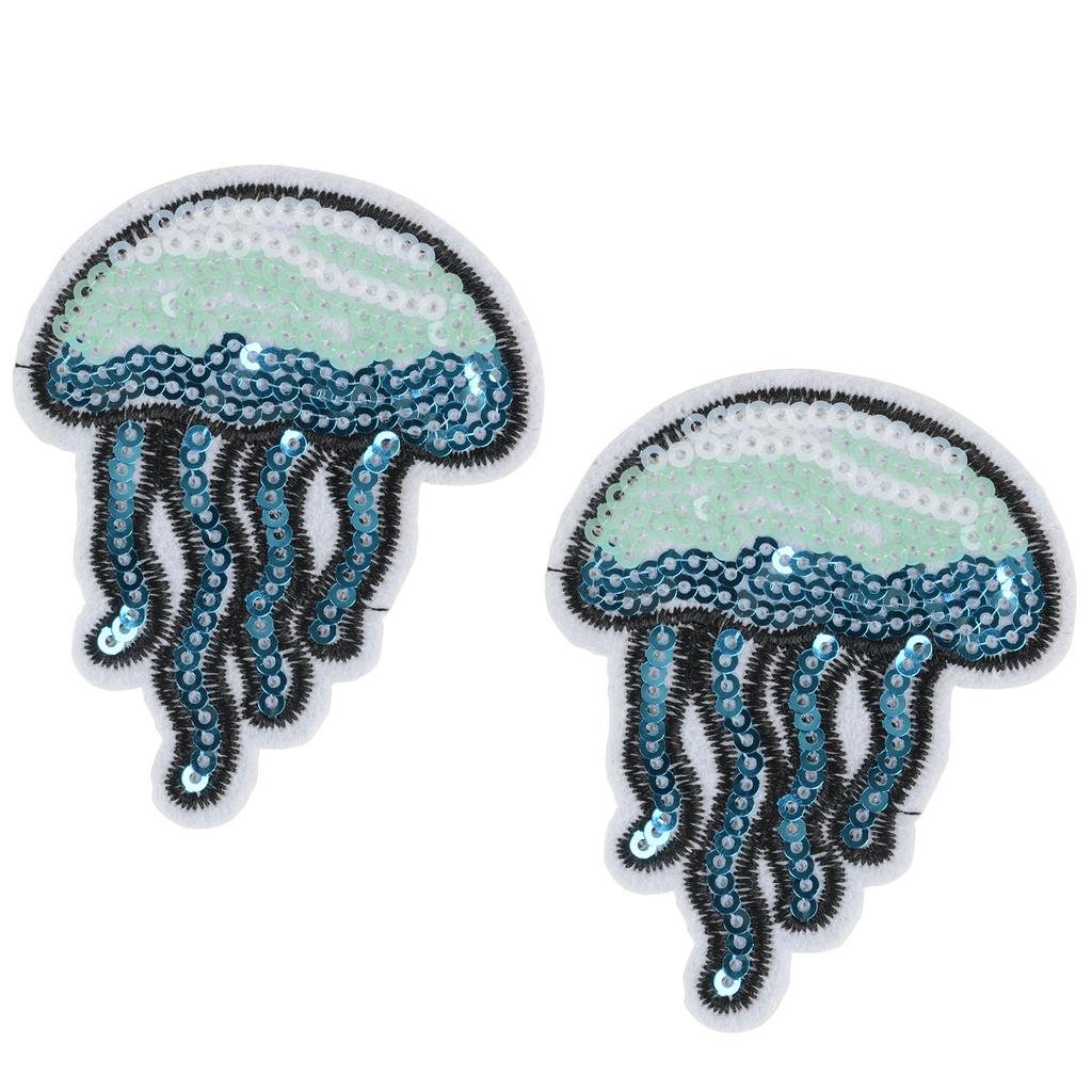 2 шт., новая блестящая медуза, вышитая утюгом нашивка, значок, сумка, платье, аппликация