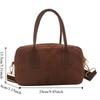Large Capacity Vintage PU Handbag Brown Female Boston Bag Suede Velvet Shoulder Bag  Students