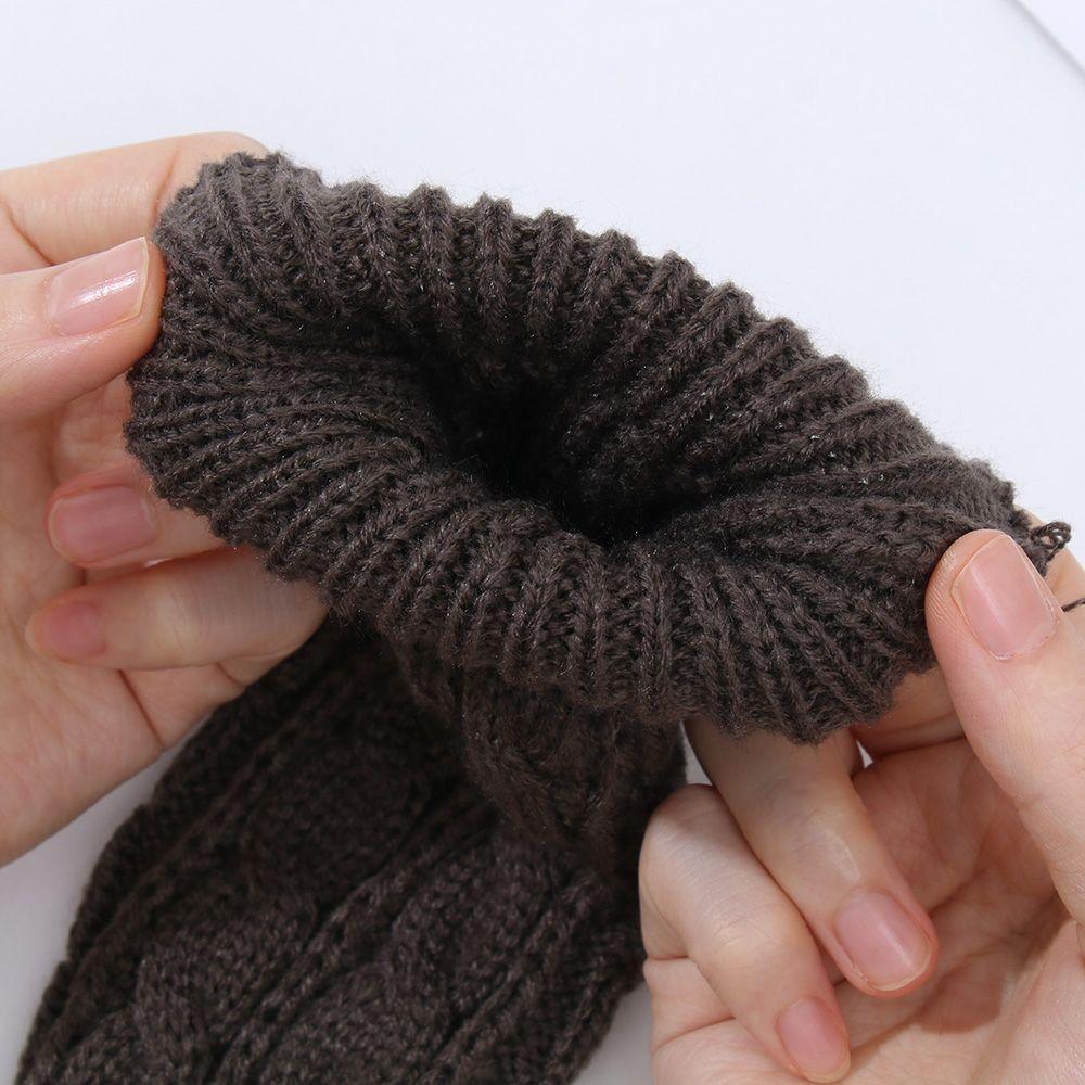 Women Man Autumn Winter Imitation Sleeves Knitted Mittens Long Gloves Arm Warmers Twist Pattern