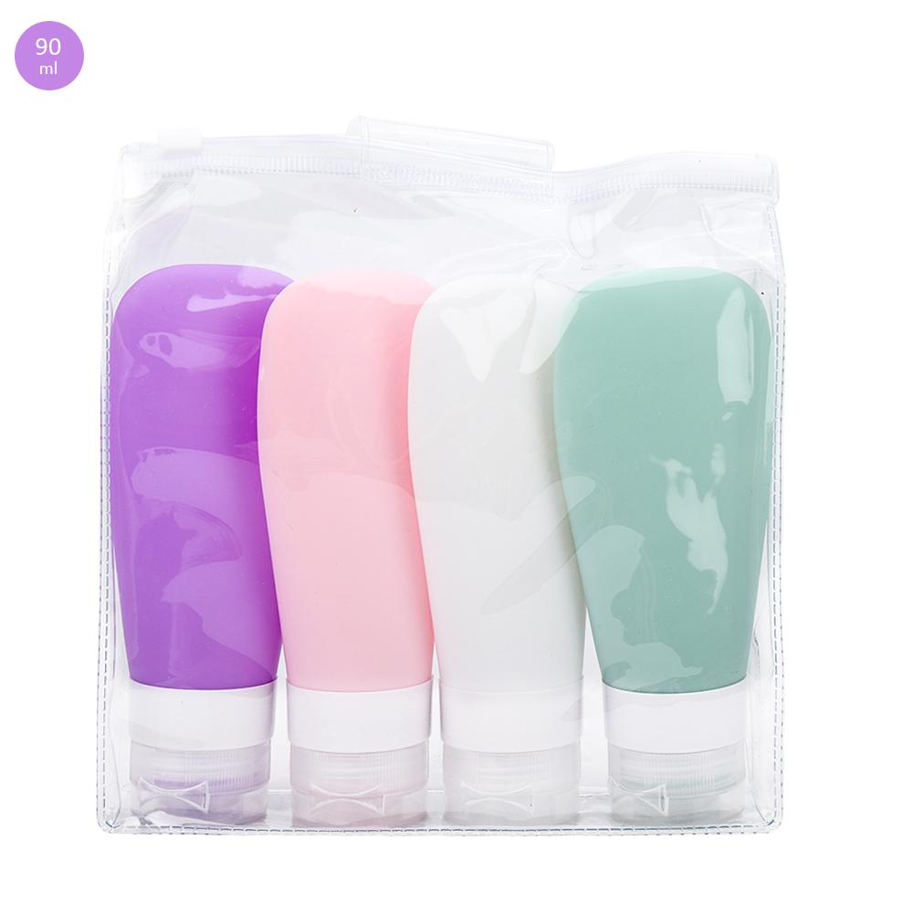 4Pcs/Set Portable Silicone Travel Bottle Liquid Container Empty Refillable Packing Lotion Points Shampoo Container Cream Trip