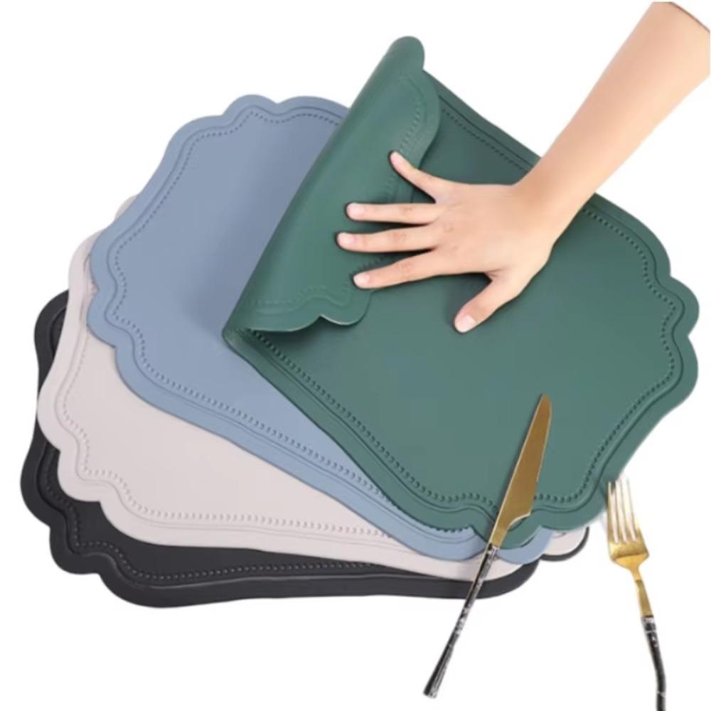 Faux Leather Coffee Place Mat Solid Color Heat Resistant Mat New Place Mat Outdoor Indoor
