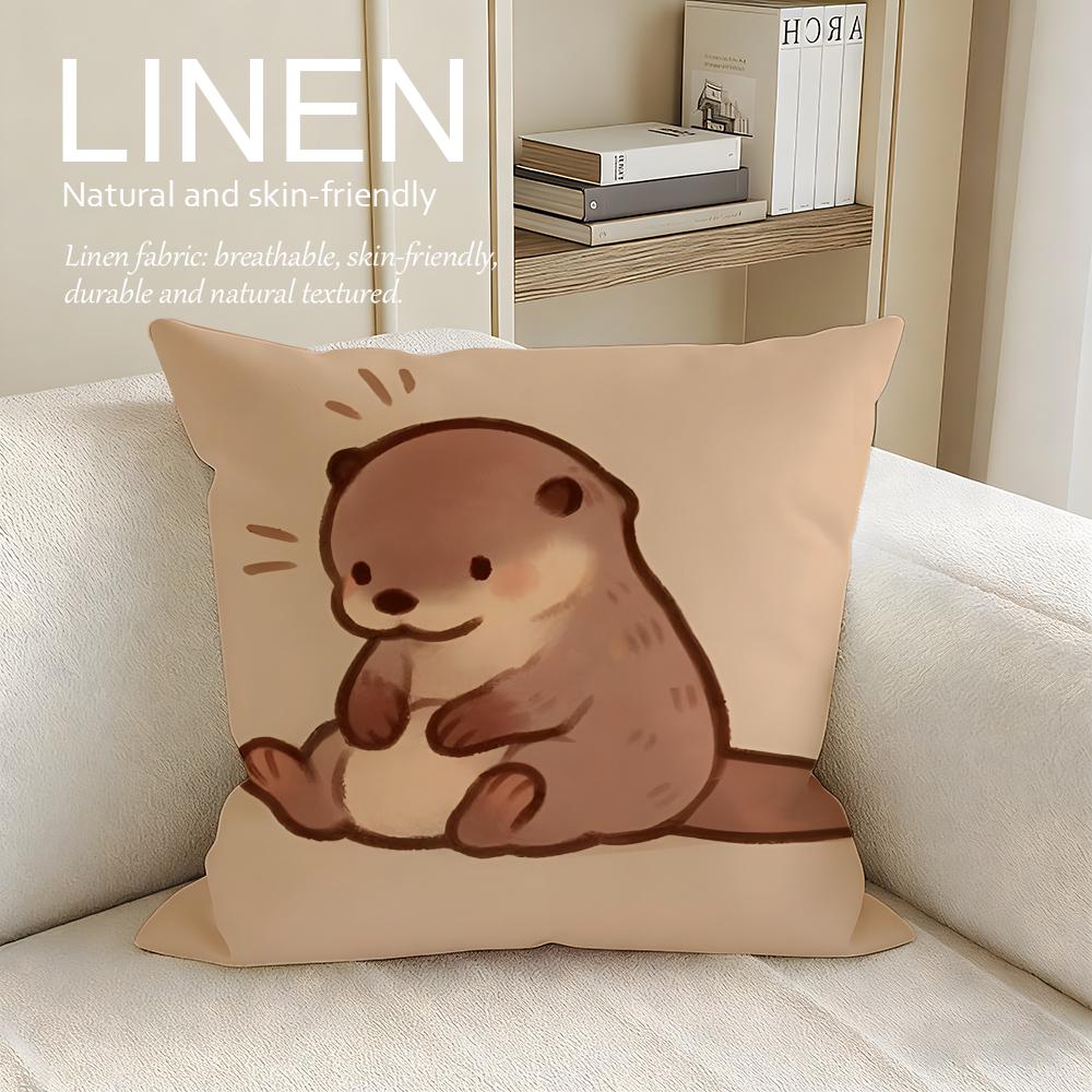 Cute Otter Moonlight Cushion Cover Pillowcase Set Pcs x x Breathable Washable Sofa Cushion Cover