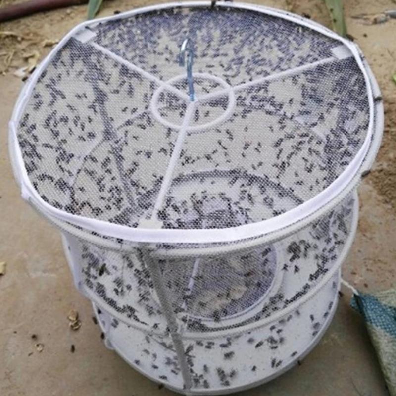Fly Trap Cage Hanging Insect Catcher Net Portable Fold Insect Trap For Outdoor Garden Orchard Vegetable Farm Reusable Fly Mesh
