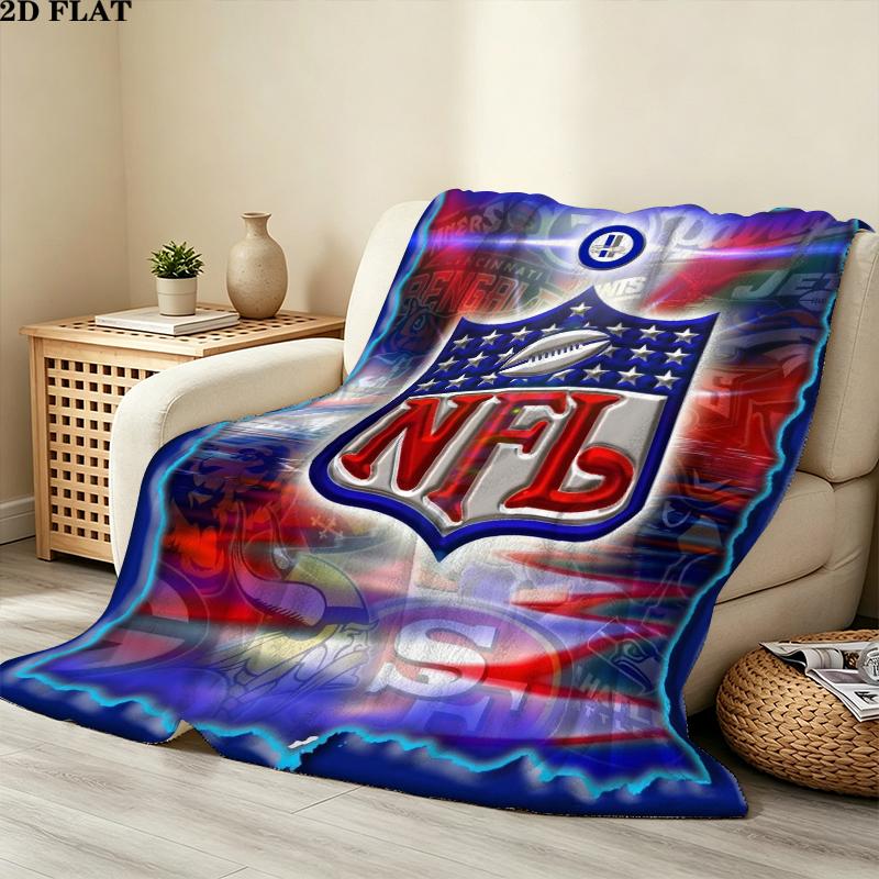 National Football League Print Flannel Blanket, High quality Comfortable for All Seasons, Home Decor, Warmth and Comfort, Perfect for Christmas Gifts