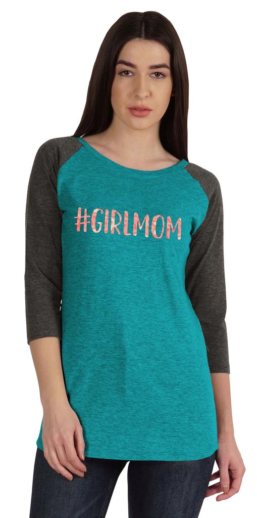 Inkmeso #Girl MomTshirt Топы для женщин Хлопковая рубашка с рукавами реглан для матери