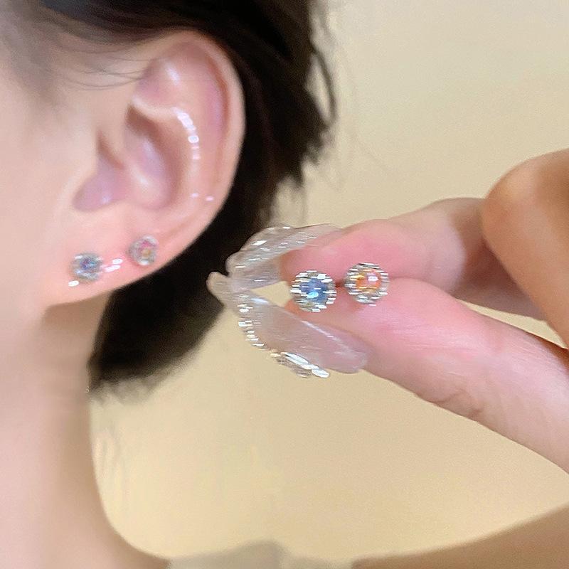 Серьги из розового лунного камня для женщин, чтобы спать без ковыряния, серьги в ушные отверстия, нишевые высококачественные гвозди для ушных косточек