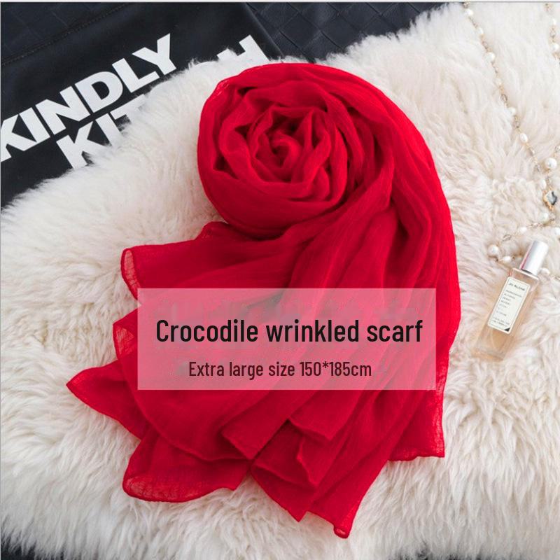 Шелковый шарф с имитацией крокодиловой кожи: Пляжная шаль и солнцезащитное полотенце в корейском стиле для женщин