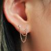 Huitan Fashion Double Piercing Tassel Earrings for Women, простые стильные универсальные женские серьги-капли с украшениями из фианита