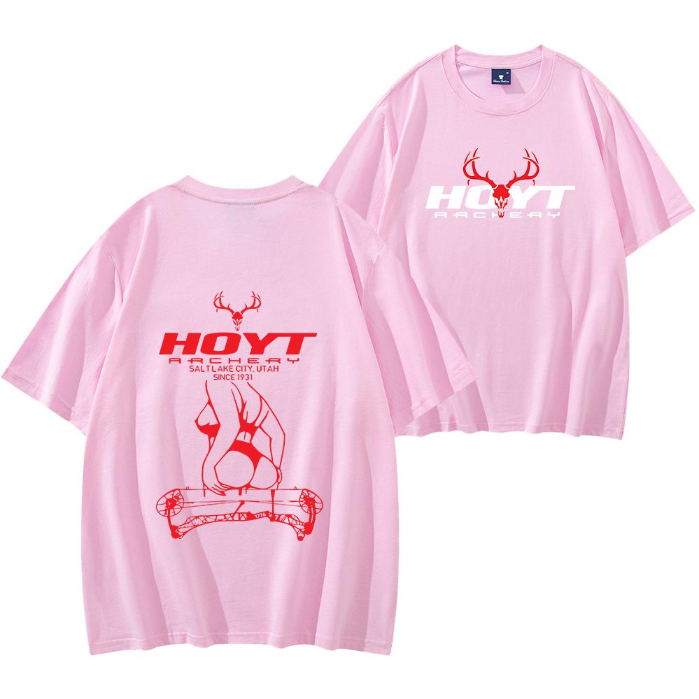 Футболка Hoyt Archery Sexy Girl Унисекс с коротким рукавом Повседневная хлопковая футболка Мужская Женская Уличная одежда Футболка Тактическое снаряжение для любителя охоты