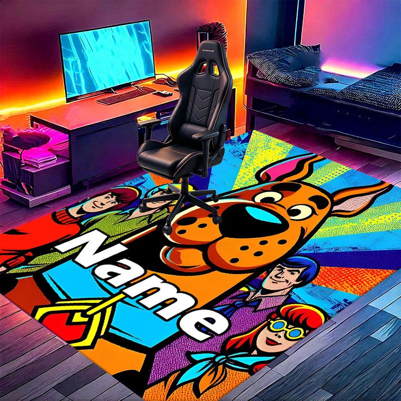 Custom Name Personalized Scooby Print Carpet, Versatile Home Decor Rug, for Playroom, Apartment, Balcony, Entryway, Hallway Gift