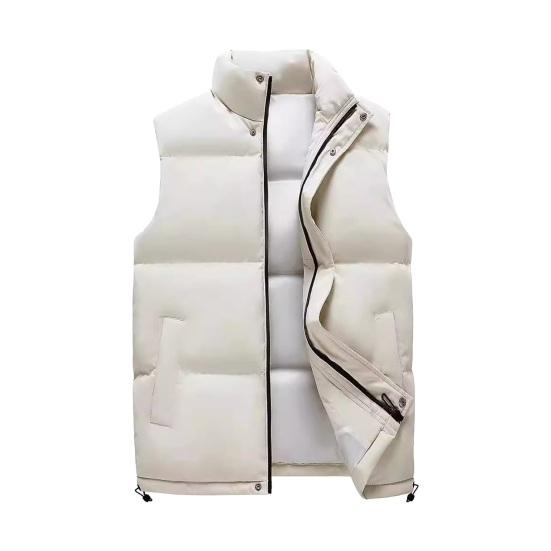 Мужской хлопковый жилет с воротником-стойкой, без рукавов, теплый эластичный подол, ветрозащитный жилет, однотонный, на молнии, с пуговицами, планкой, утолщенный жилет, пальто с карманами
