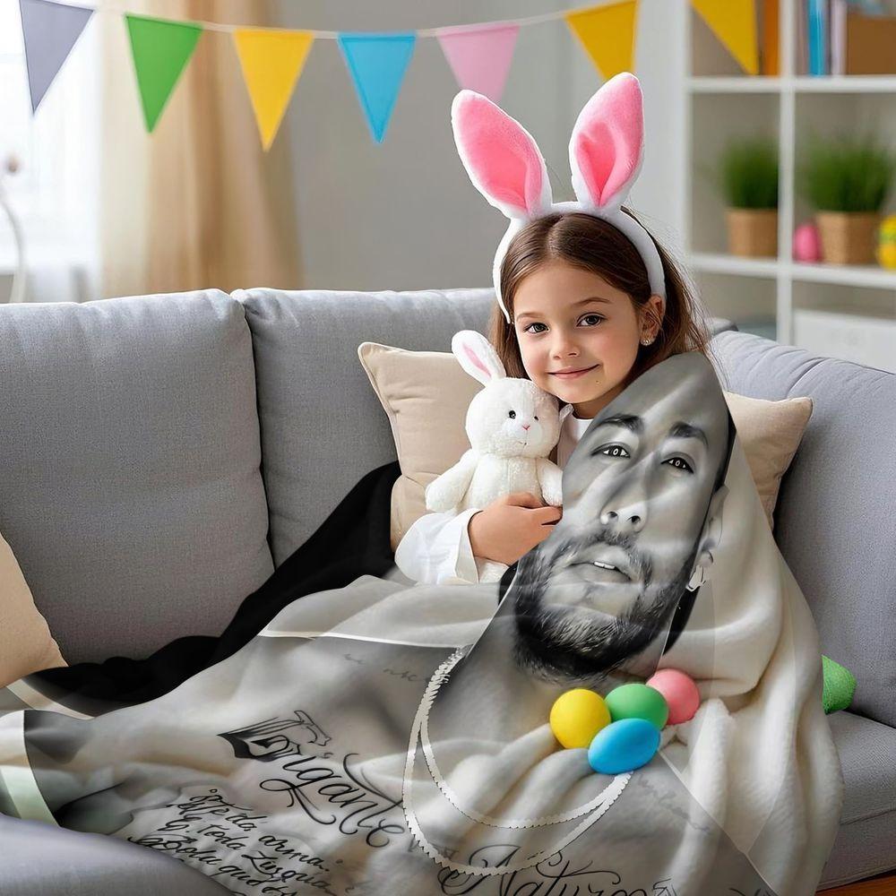 Black White Sports Portrait Print Blanket Flannel Blanket Throw Blanket Warm Blanket Gift Blanket Minimalist Fan Bed Wrap
