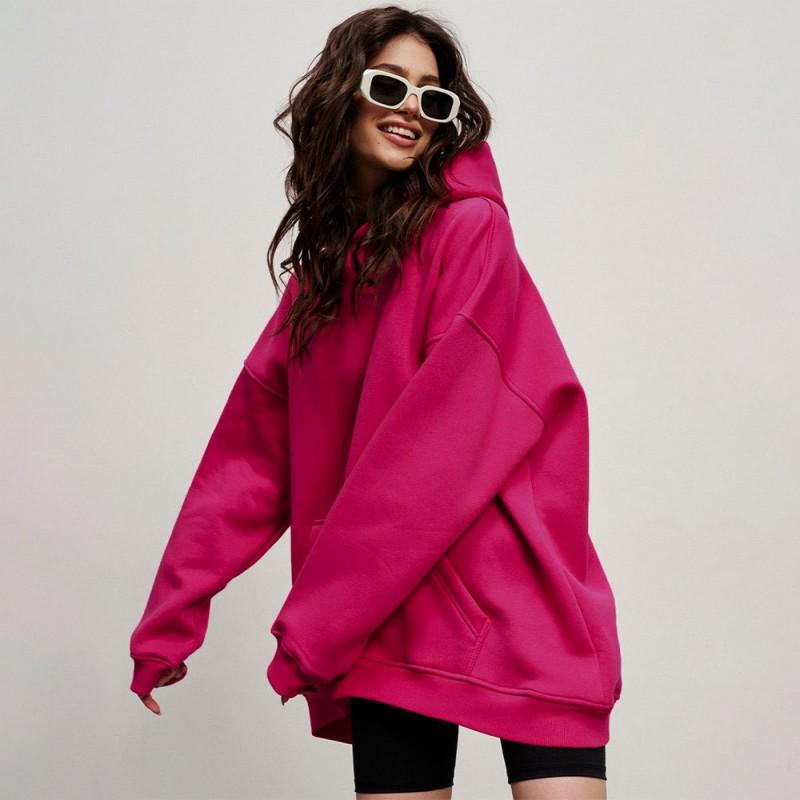 Hoodie Women Men Street Style Fleece Sweatshirt Loose Fit With Pocket Fall Winter