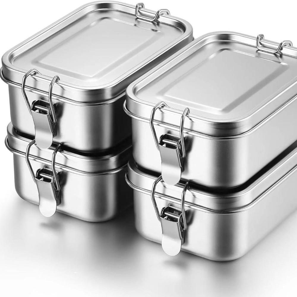 Rectangular 304 Stainless Steel Lunch Box Removable Partitions Food Storage Box  Canteen
