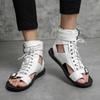 Fashion Summer White Roman Sandals Men's High-top Bare Sandals Open-toed Beach Slippers Comfortable Soft Bottom Breathable Casual Shoes
