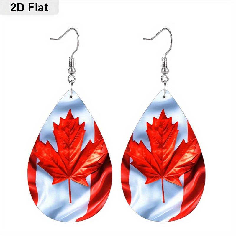 Серьги-пусеты с флагом Дня Канады, Модные серьги, Легкие серьги-подвески, Подарок с национальным флагом, Украшения с кленовым листом Канады, Аксессуары для вечеринок