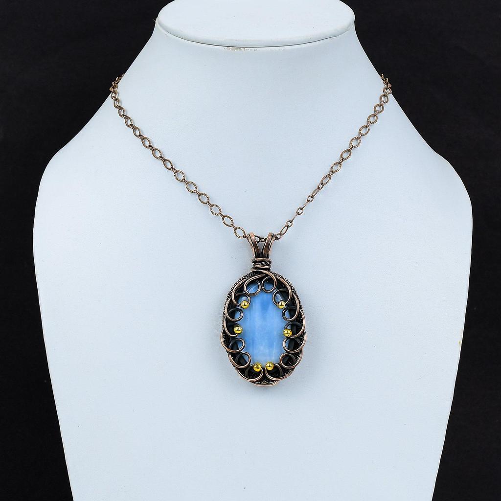 Удивительный опаловый драгоценный камень Owyhee из чистой медной проволоки, обернутый ювелирной подвеской ручной работы