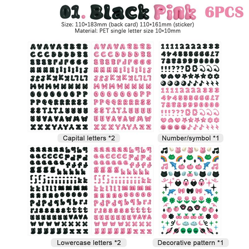 6/8 листов милые креативные лазерные наклейки с буквами, высококачественные прочные наклейки для украшения фотоальбома своими руками, канцелярские принадлежности