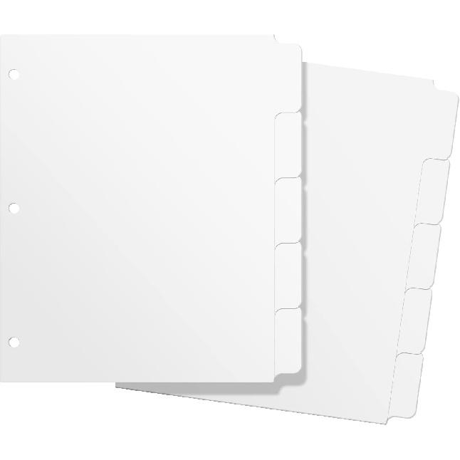 3 Ring Binder Dividers with 5-Tabs for Letter Size, 1/5 Cut, 3-Hole Punched, Write & Erase Plastic Binder Dividers Extra Durable Section Index