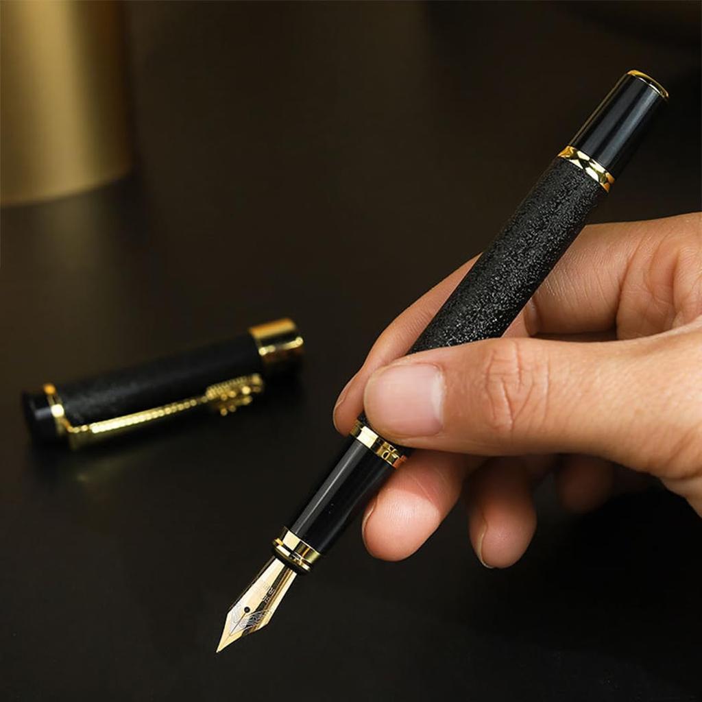 Ranvi Золотой Дракон Красные Кристальные Глаза Подарочная Перьевая Ручка с Тонким Смешанным Набором из 7 Ручек, Конвертер, Перо, Цвета,