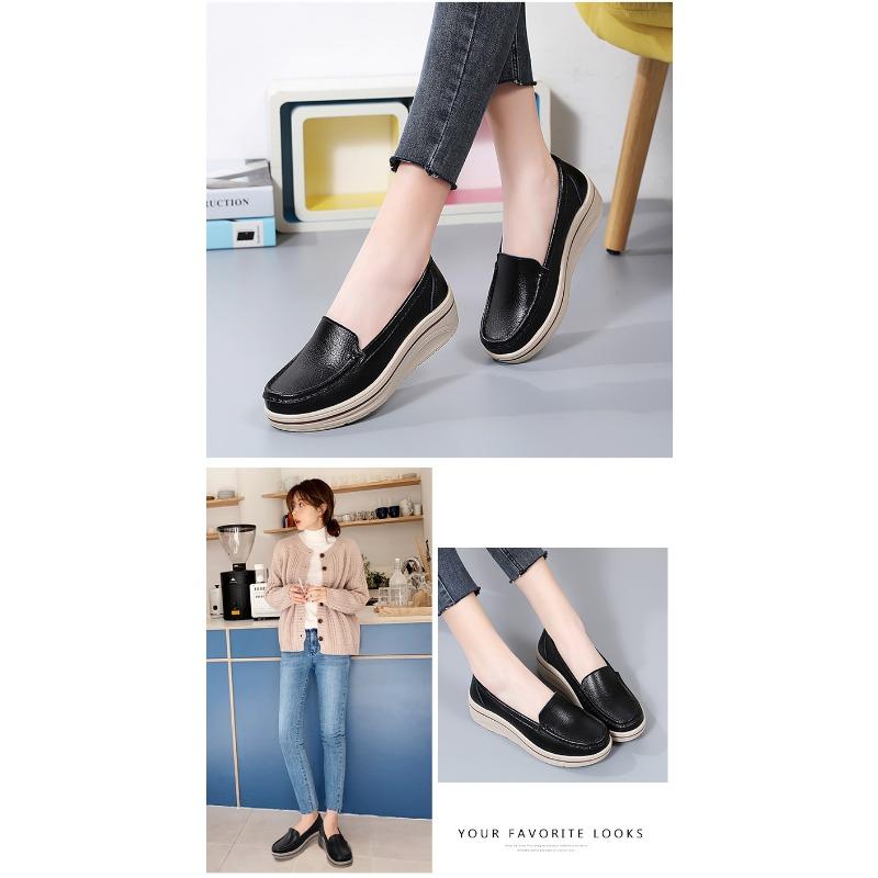 Весна и осень Новые повседневные женские туфли на плоском скошенном каблуке, универсальные, с толстой подошвой и средним каблуком