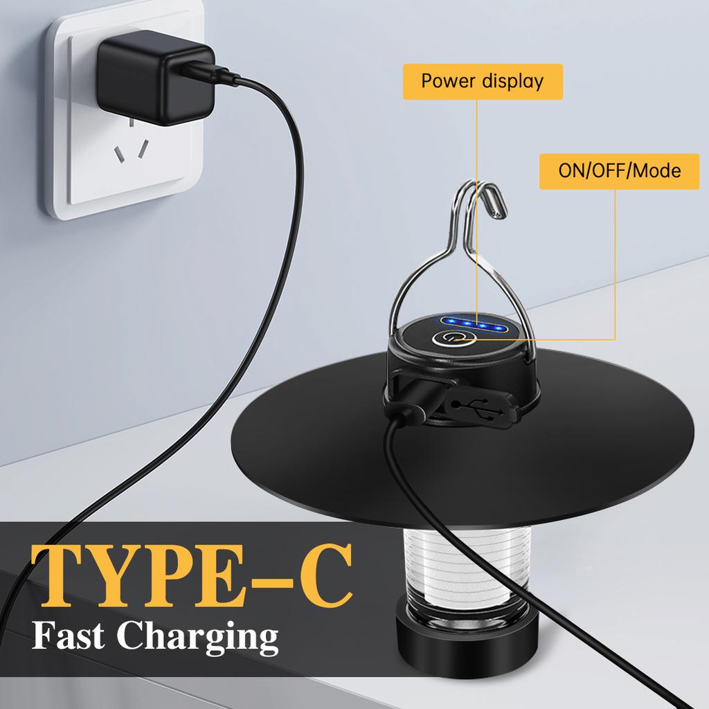 Hanging Tent Light USB Charging 4 Lighting Modes LED Emergency Lamp High Brightness with Tripod Magnetic Camping Lantern