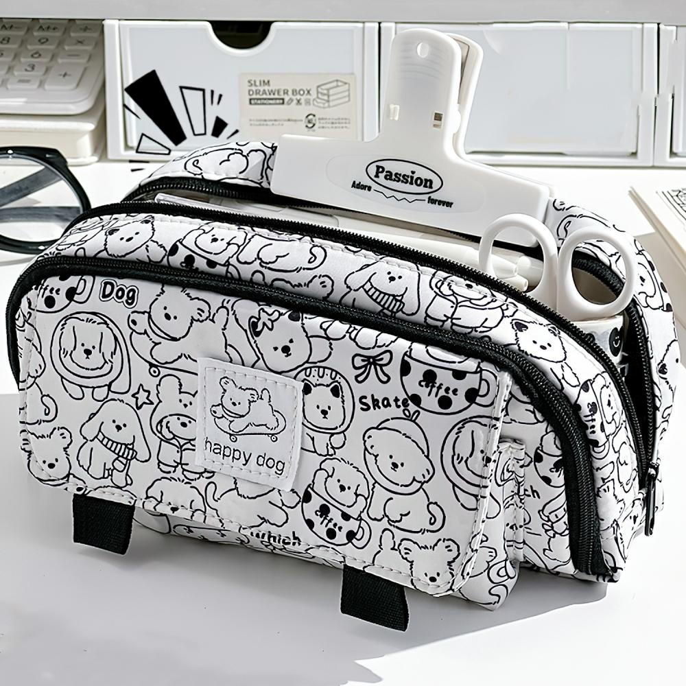 Супер милая сумка-карандаш, чехол для ручки «Счастливая собака и капибара», сумка для хранения школьных канцелярских принадлежностей