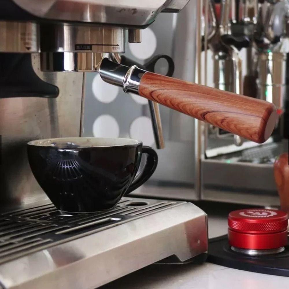 Wood Handle Bottomless Coffee Portafilter 3 Ear Espresso Machine Replacement Parts Barista