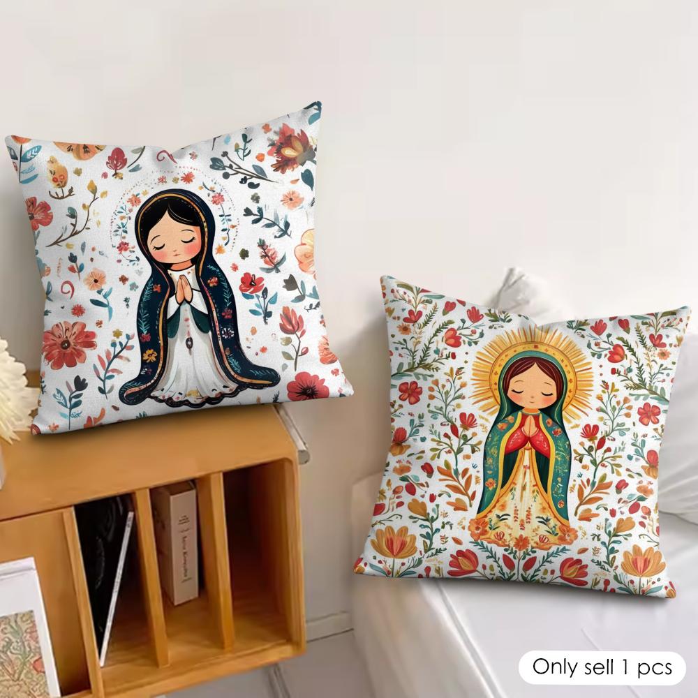 Our Lady of Guadalupe Cushion Cover Soft Plush Fabric DoubleSided Printed Cushion Covers for All Seasons Modern HomeDecor Gift