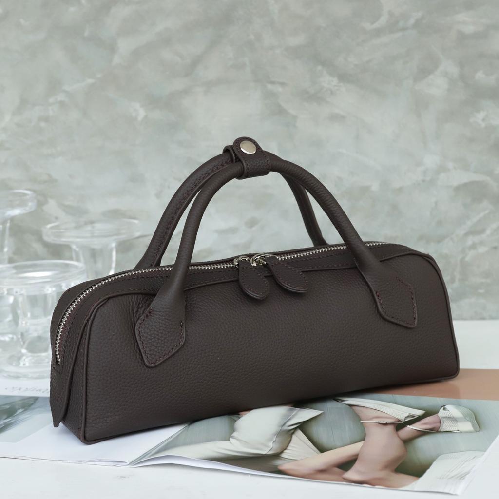 Genuine Leather French Style Small Tote Bag Retro Classic Handbag Genuine Leather Women's Handbag Casual Multi-Style Single-Shoulder Bag