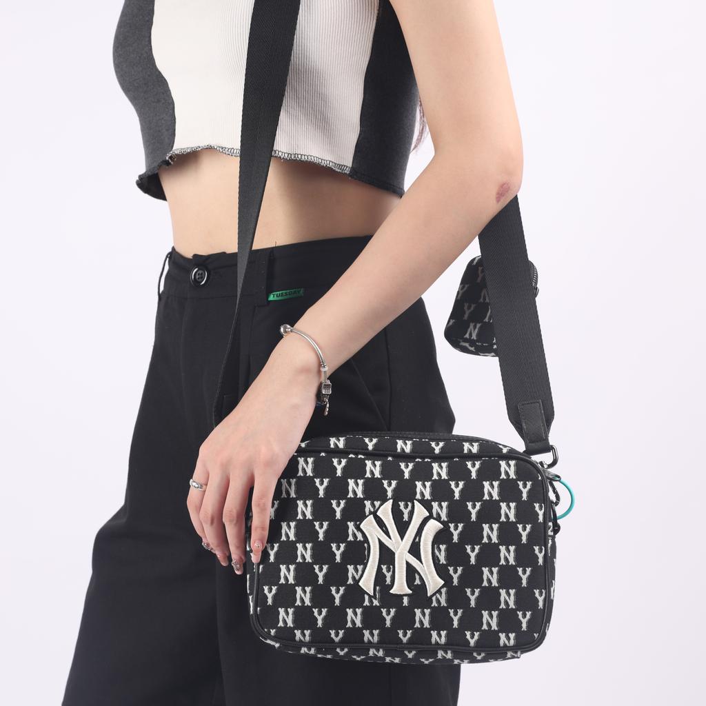 New MLB Monogram Collection Polyester Combo Bag, Camera Bag, Crossbody Bag, Shoulder Bag Unisex Black 3ACRM012N-50BKS