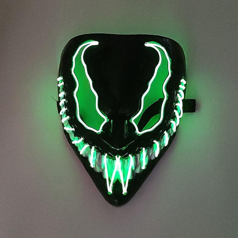 Unisex Adult  Curly Hair Plastic Clown Knight Costume Realistic Face Mask One Size Joker LED Mask Movie Cosplay Halloween Party