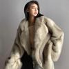 Faux Fox Fur Grass Coat Women's Mid Length Style Style Large Polo Neck Loose Mesh Red Plush Coat