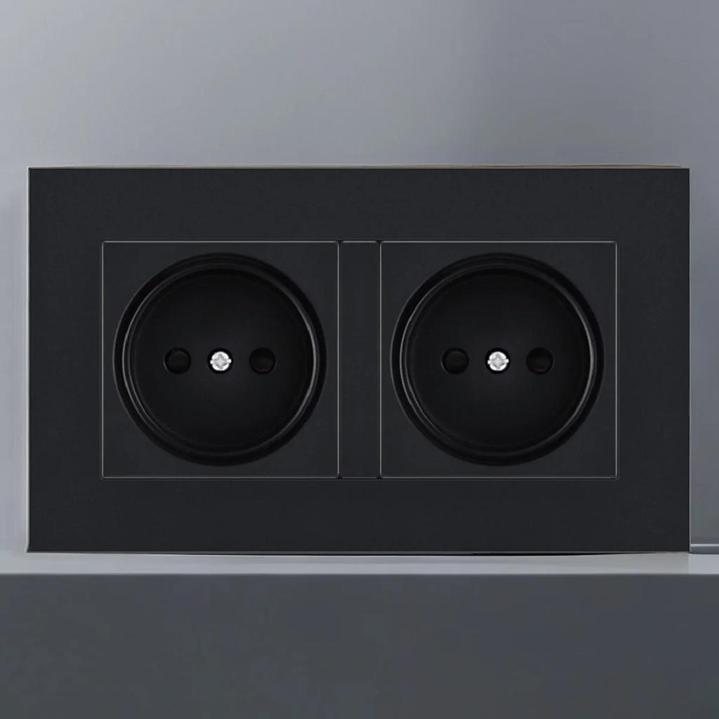 Электрическая розетка европейского немецкого русского стандарта, настенная панель розеток 16 А, европейская розетка с круглым отверстием, переменный ток 250 В, черная