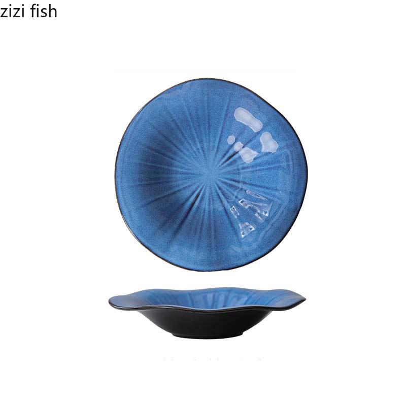 Kiln Changes Ceramic Lotus Leaf Plate Irregular Thick Soup Plate Dessert Plate Salad Plates Molecular Cuisine Featured Tableware