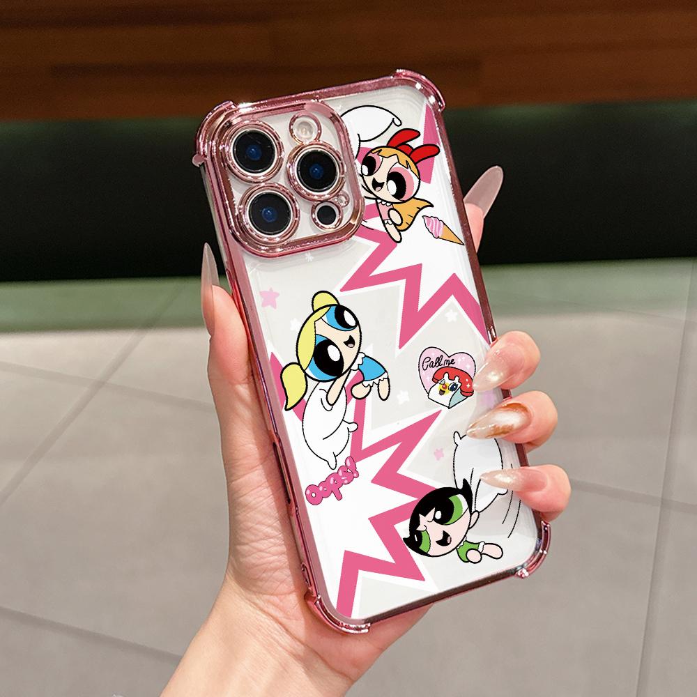 Cool Girl P-Powerpuffs Phone Case for Samsung Galaxy A57 A56 A55 A54 A53 A52 A37 A36 A16 A06 4G 5G Anti-drop Transparent Cover
