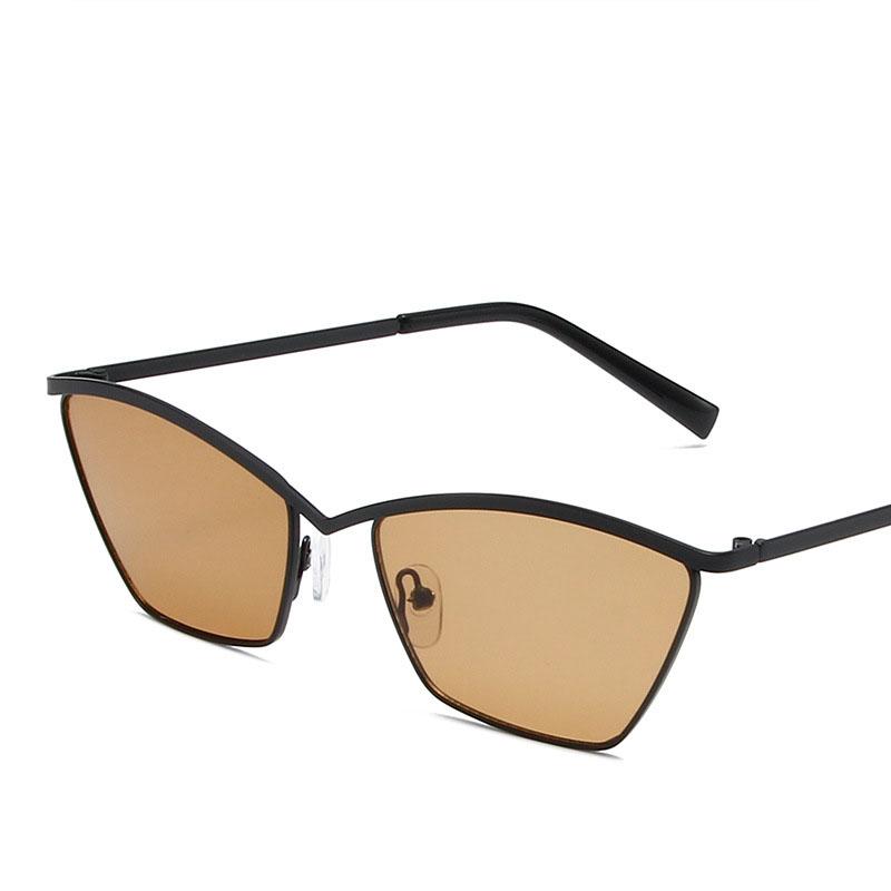 Неполяризованные классические солнцезащитные очки «кошачий глаз» прямоугольной формы для женщин, роскошный брендовый дизайн, модные винтажные солнцезащитные очки в металлической оправе, ретро-очки унисекс