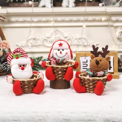 Рождественские украшения Мультяшные корзины для конфет для пожилых людей Большие детские подарки Бамбуковые корзины Праздничная атмосфера Настольные украшения