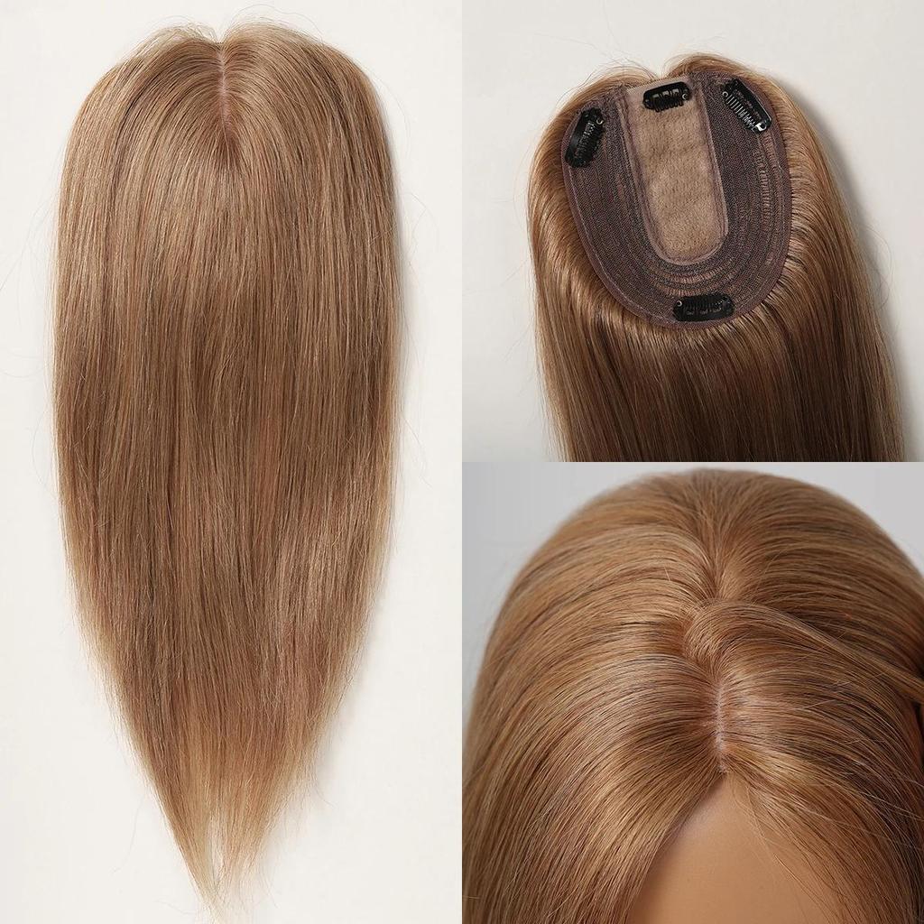 HAIRCUBE 12-дюймовые женские топперы из натуральных волос, золотисто-русые мелированные волосы для женщин, шелковая основа для выпадения волос, зажим в топперах, плотность 150%