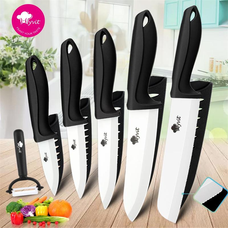 Ceramic Knife Set 3 4 5 6 Inch Kitchen Knife Set Fruit Vegetable Utility Slicing Zirconium White Blade Chef Knives