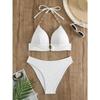 Бикини с вырезами на цепочке, сексуальный купальник, женский белый купальник, женский купальный костюм, пляжная одежда