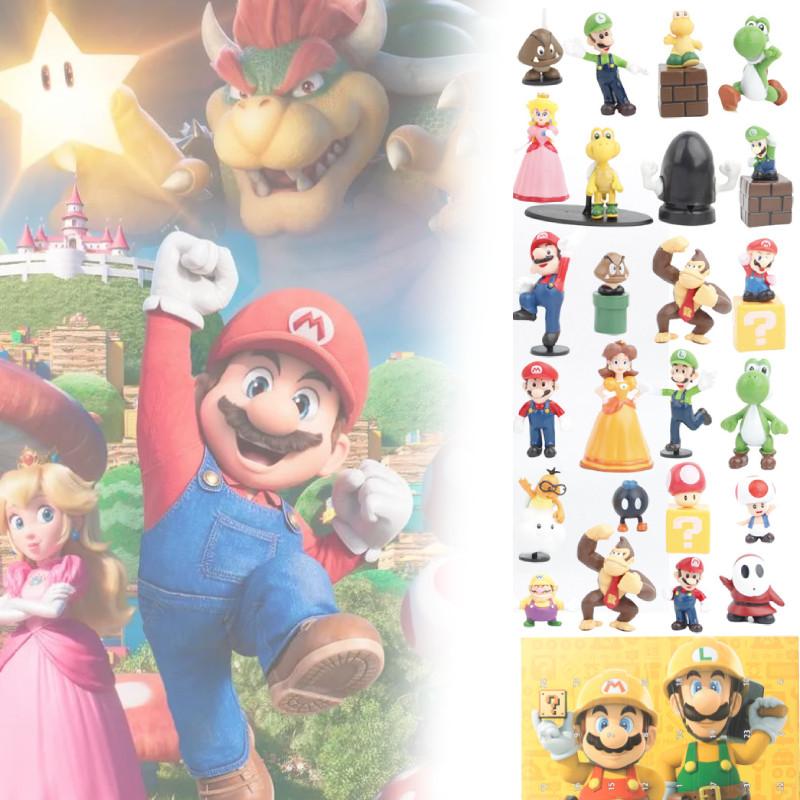 Super Mario Red And Green Mushroom Character Blind Box Figurines Set Of 24 Unique Designs