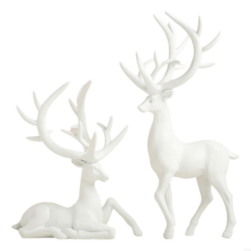 62KD Hand Carve Resin Deer Ornamentation Reindeer Sculpture Designs To Elevates Sophisticated Interior Styles Display