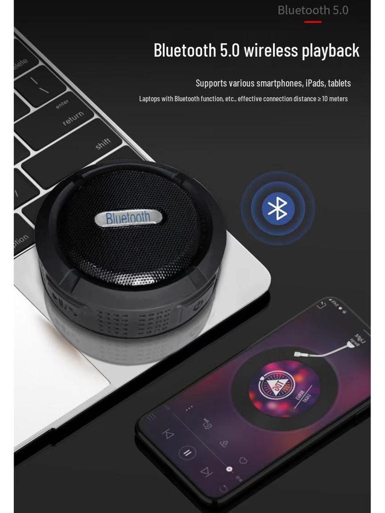 Водонепроницаемая Bluetooth-колонка C6: Портативный, Присоска, Беспроводной, Для улицы, Звонки hands-free, Подвесная пряжка