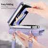 For Samsung Galaxy Z Flip5 5G Case with Shoulder Strap PU+PC Wallet Phone Cover Built-In Back Screen Film