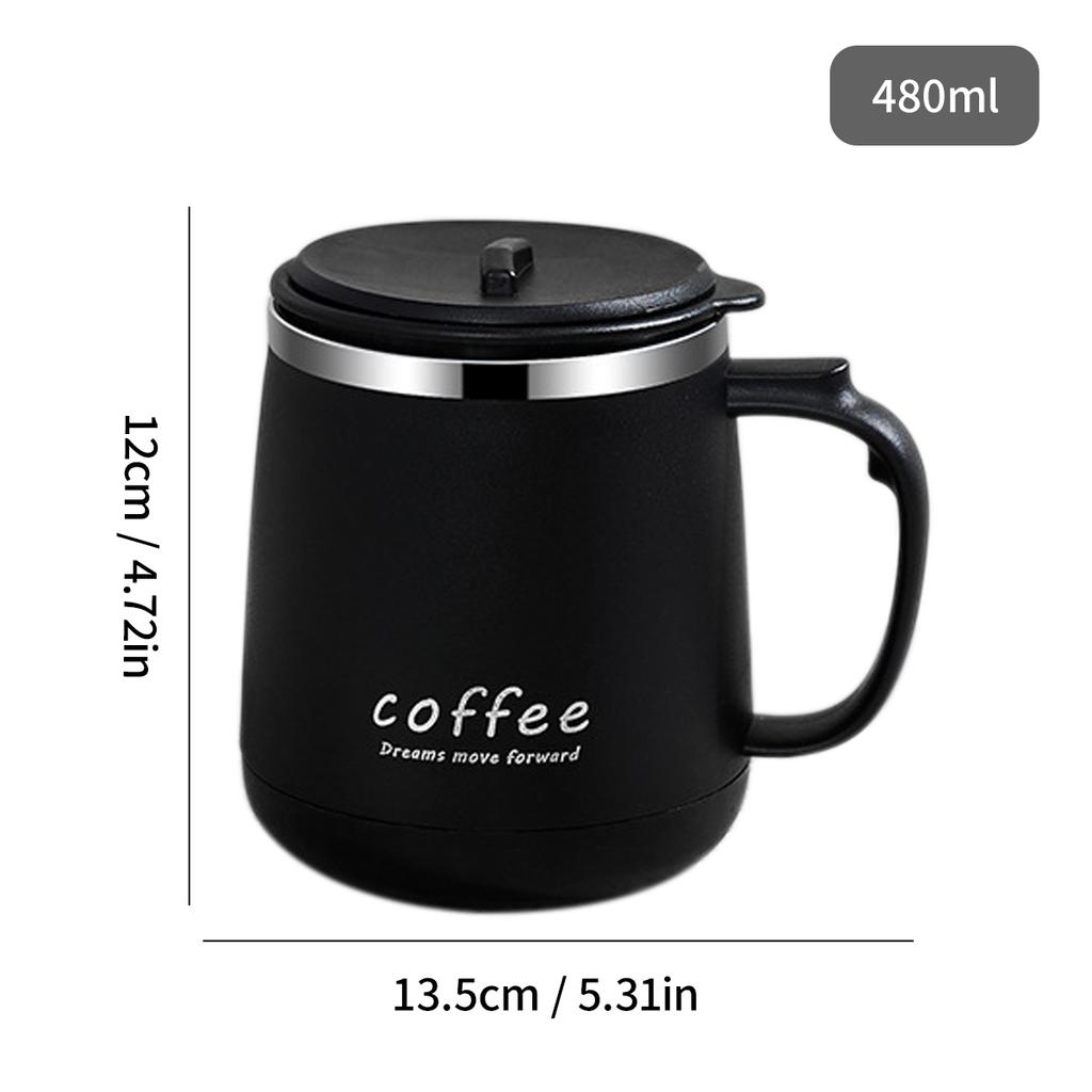480ml 304 Stainless Steel Double-layer Insulated Coffee Cup Durable Sealed Water Cup Large Capacity Milk Coffee Mug Drinkware