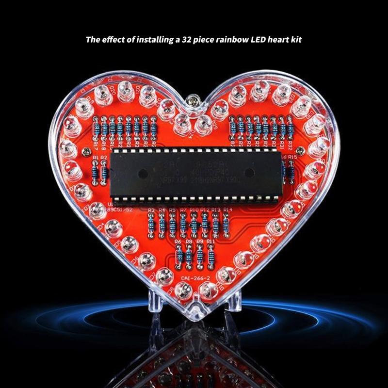 Набор для пайки для начинающих с печатной платой в форме сердца, мигающими светодиодами и подробным руководством по сборке для пайки