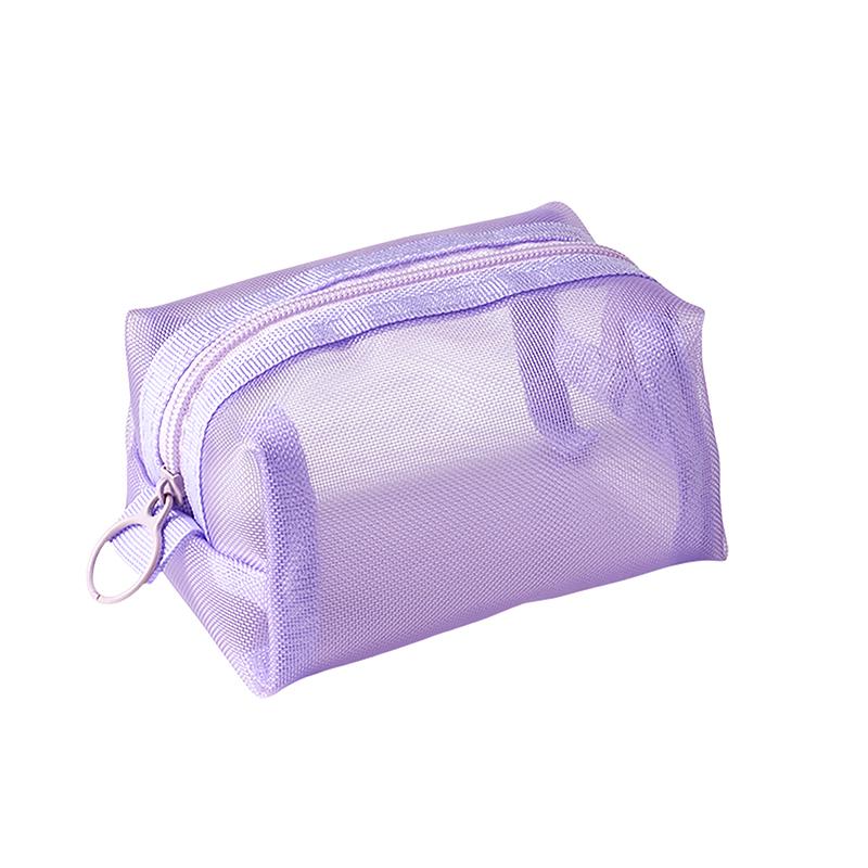 Multipurpose Breathable Square Mesh Storage Pouch Lightweight Mini Wash Bag Mini Zipper Coin Purse Large Capacity Coin Purse
