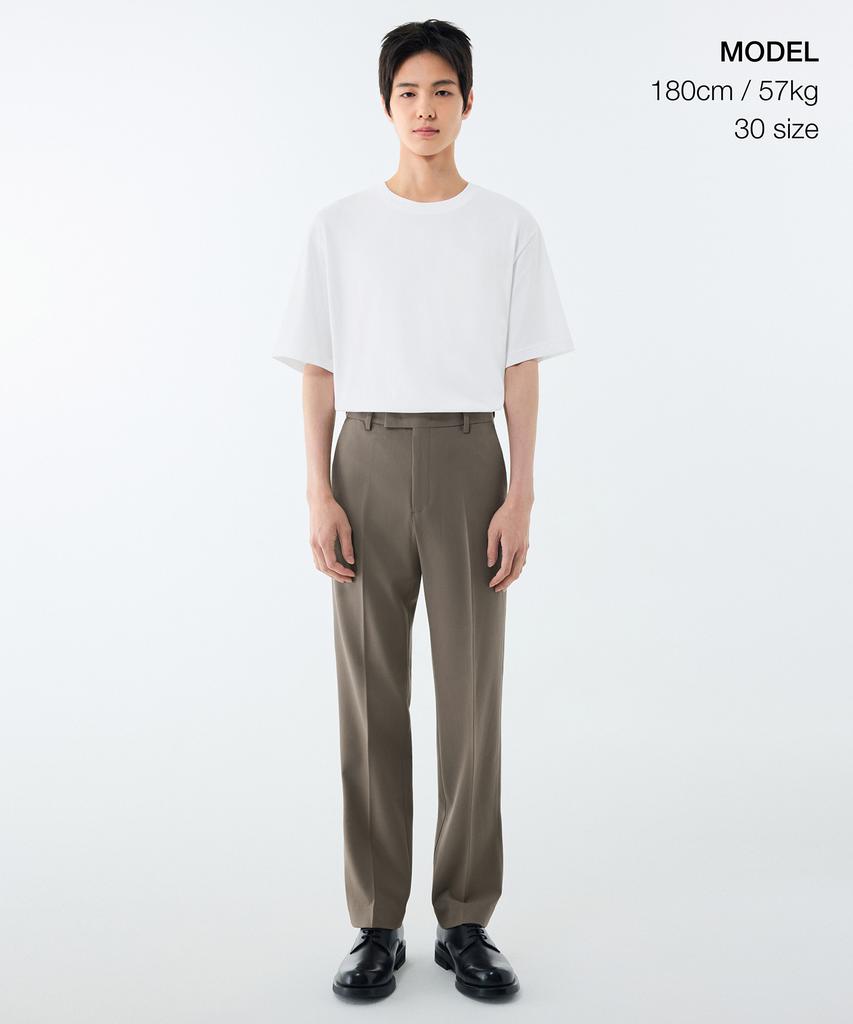 MUSINSA STANDARD Straight Hidden Banding Slacks [Dusty Beige]